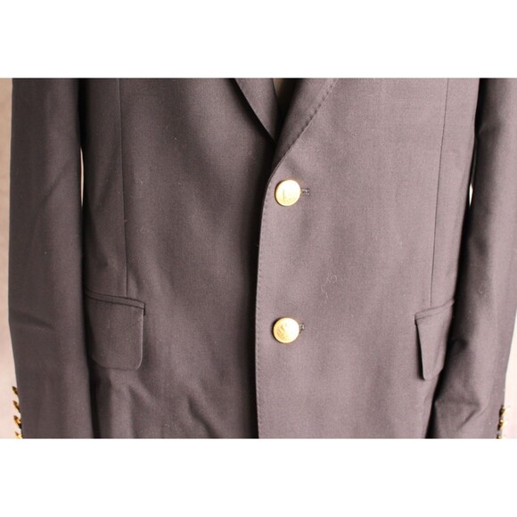 Aquascutum Men's Gold Button Sport Coat Size 42R 100% Wool Navy Blue - Picture 4 of 10